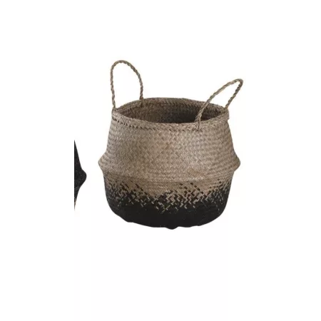 Sac jonc rond Noir et Naturel 40x40
