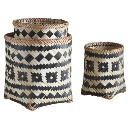 Panière Bambou Blanc et Noir 30x32