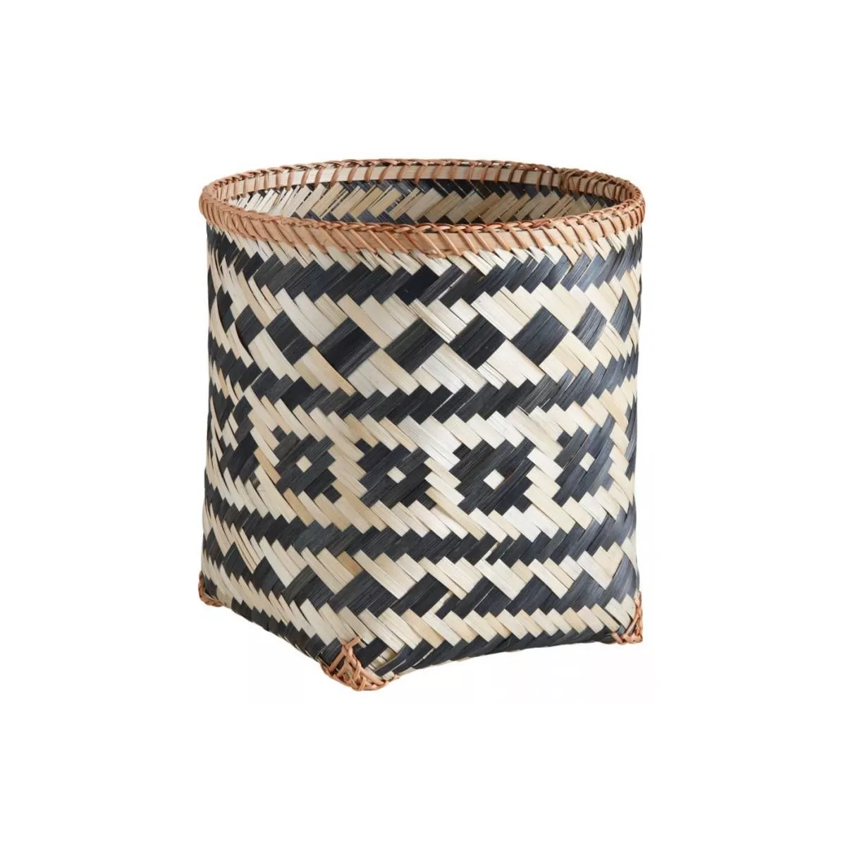 Corbeille Bambou Blanc et Noir 20x25