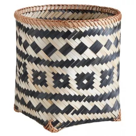 Panière Bambou Blanc et Noir 30x32