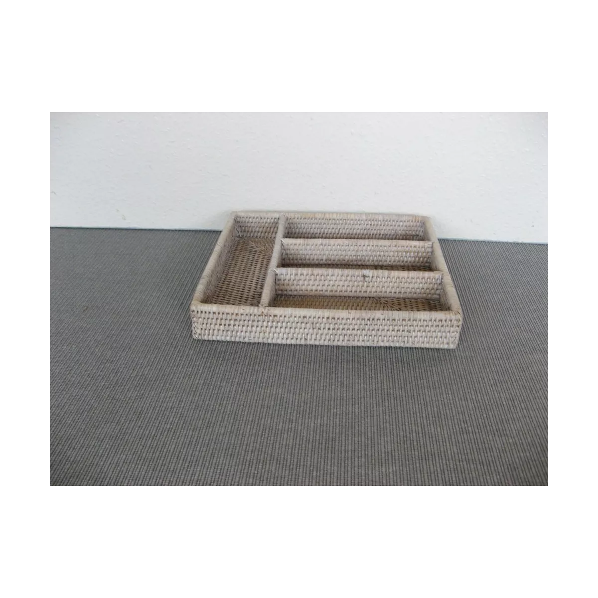 Range Couverts Rotin Blanchi