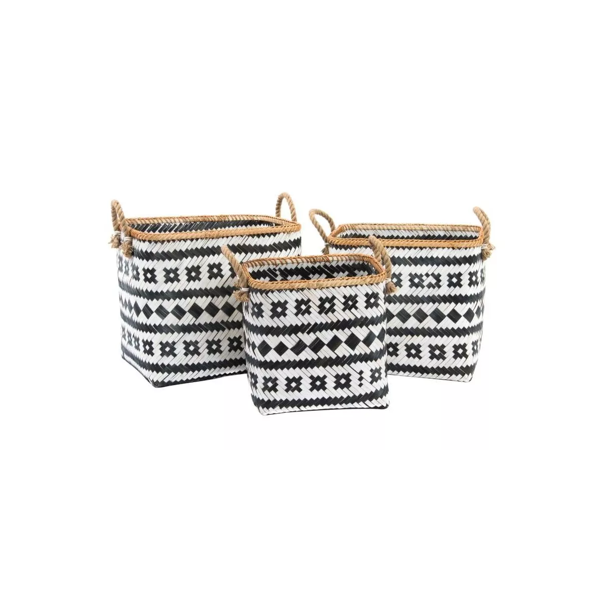 Panière à linge Bambou Blanc et Noir 32x22