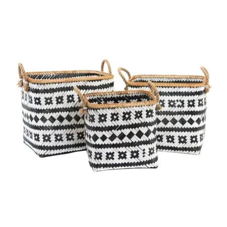 Panière à linge Bambou Blanc et Noir 43x32