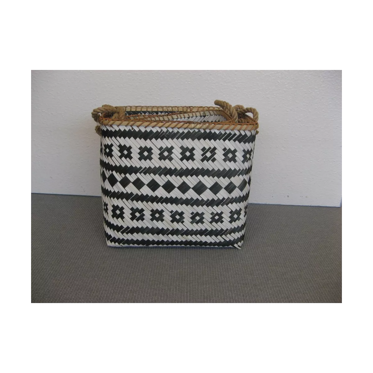 Panière à linge Bambou Blanc et Noir 32x22