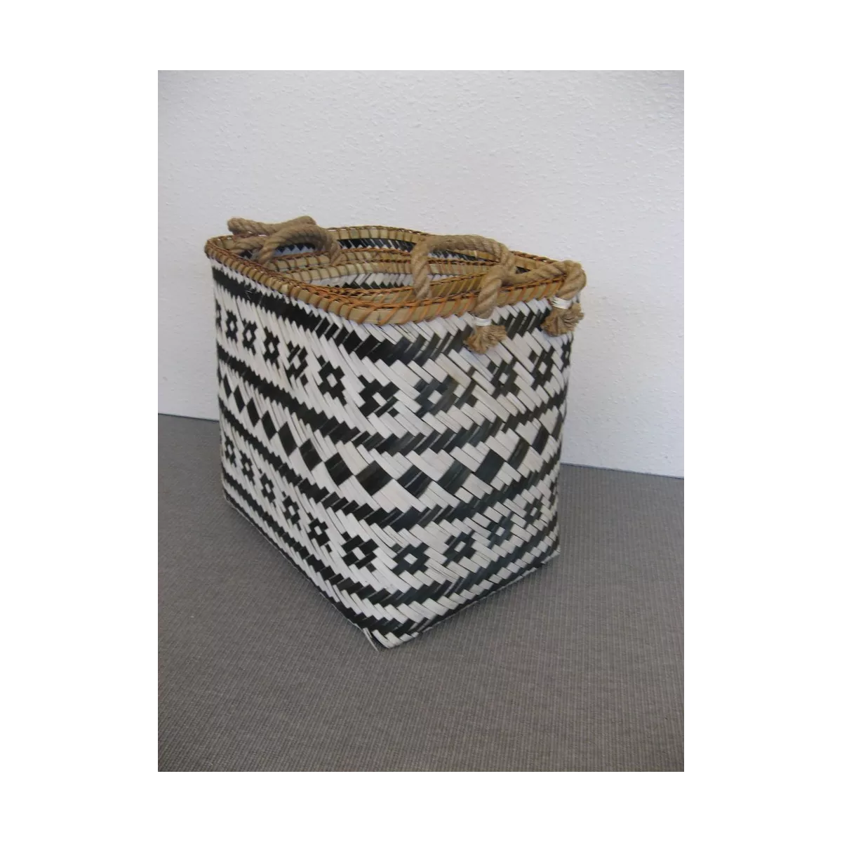 Panière à linge Bambou Blanc et Noir 32x22