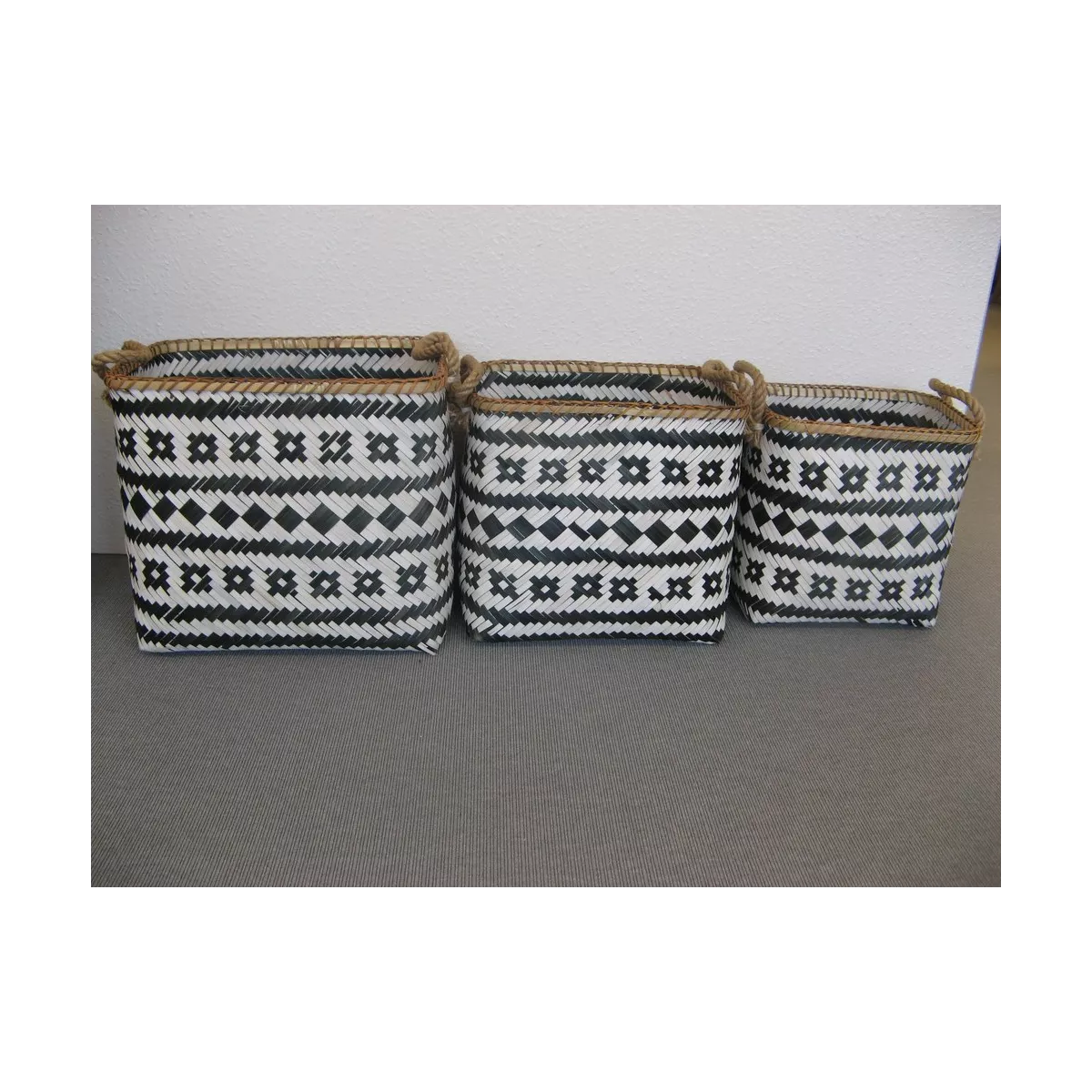 Panière à linge Bambou Blanc et Noir 32x22