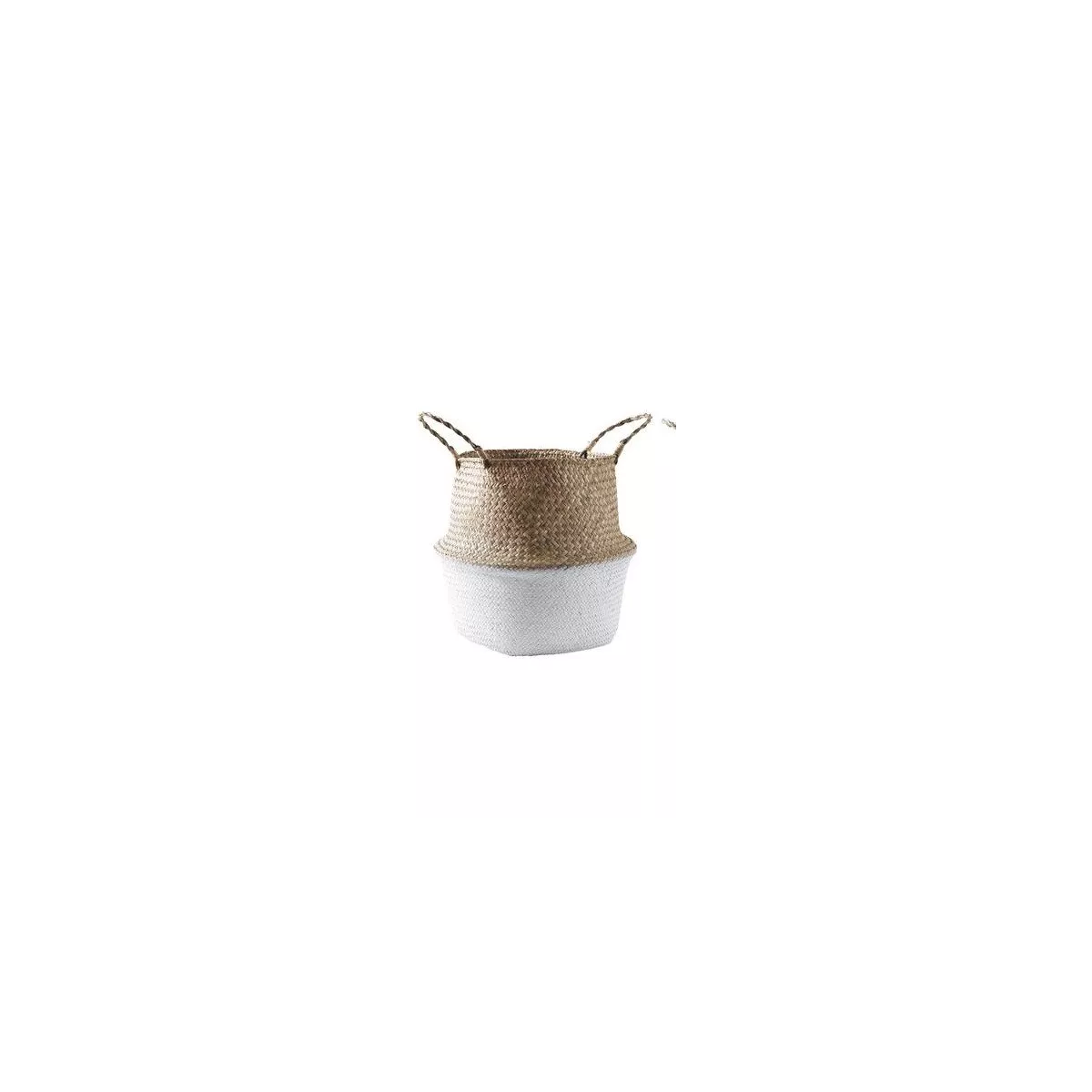 Sac jonc rond Naturel et Blanc 27x27