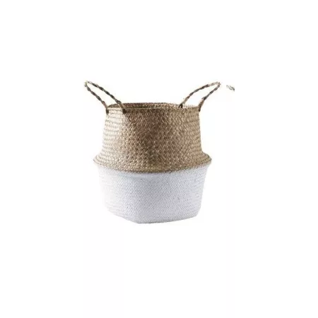 Sac jonc rond Naturel et Blanc 27x27