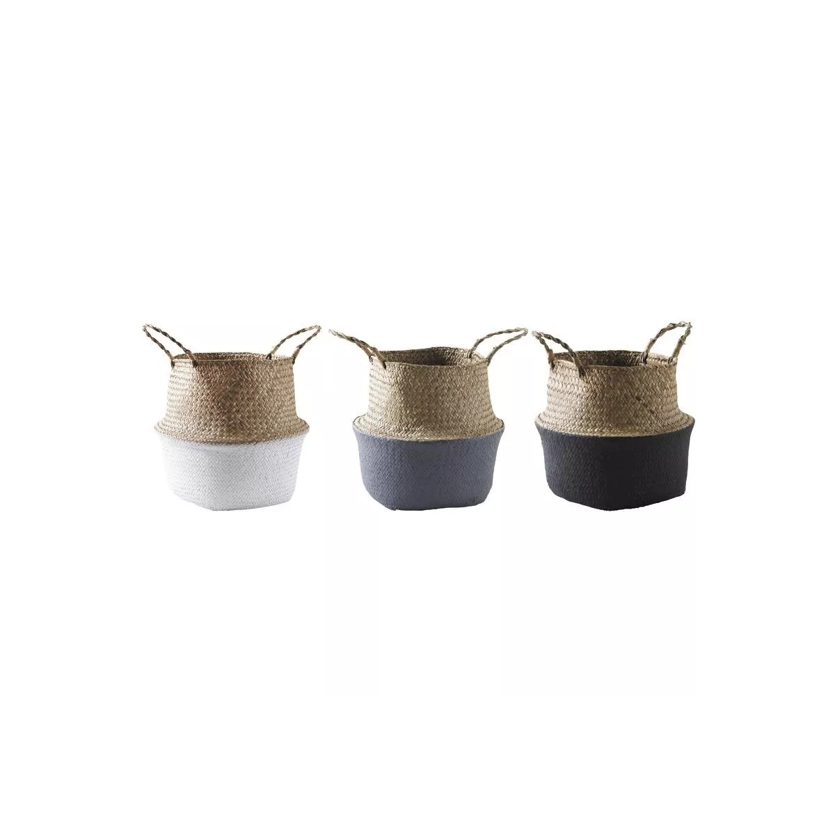 Sac jonc rond Naturel et Gris Anthracite 27x27