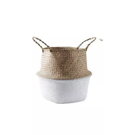 Sac jonc rond Naturel et Blanc 38x38