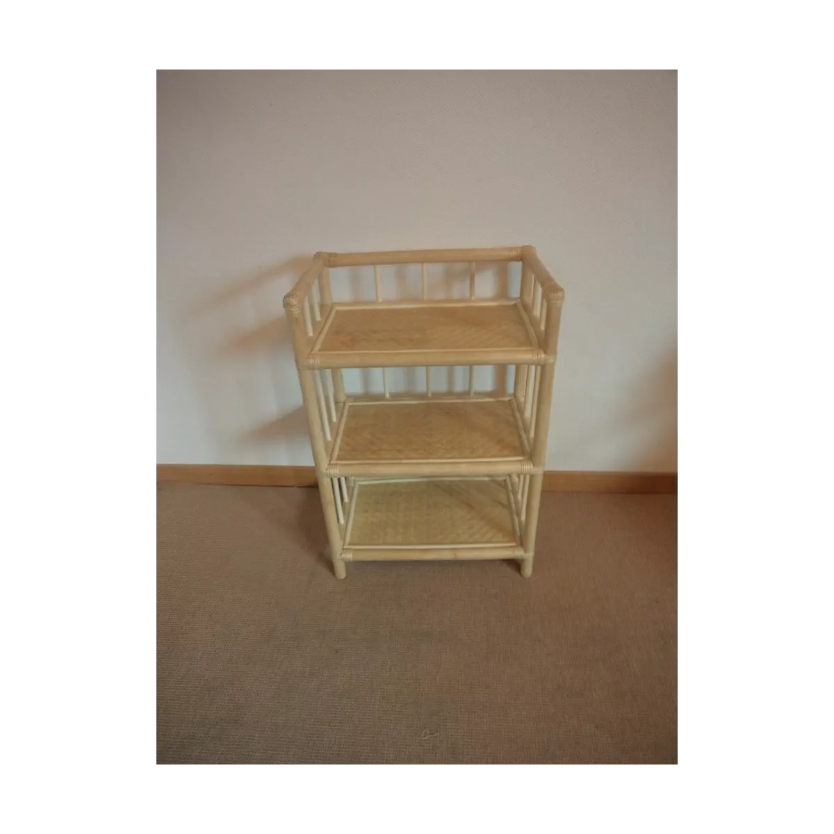 Etagère Clowny 3 Plateaux  Avec Rebord  Rotin Naturel 55x35x85