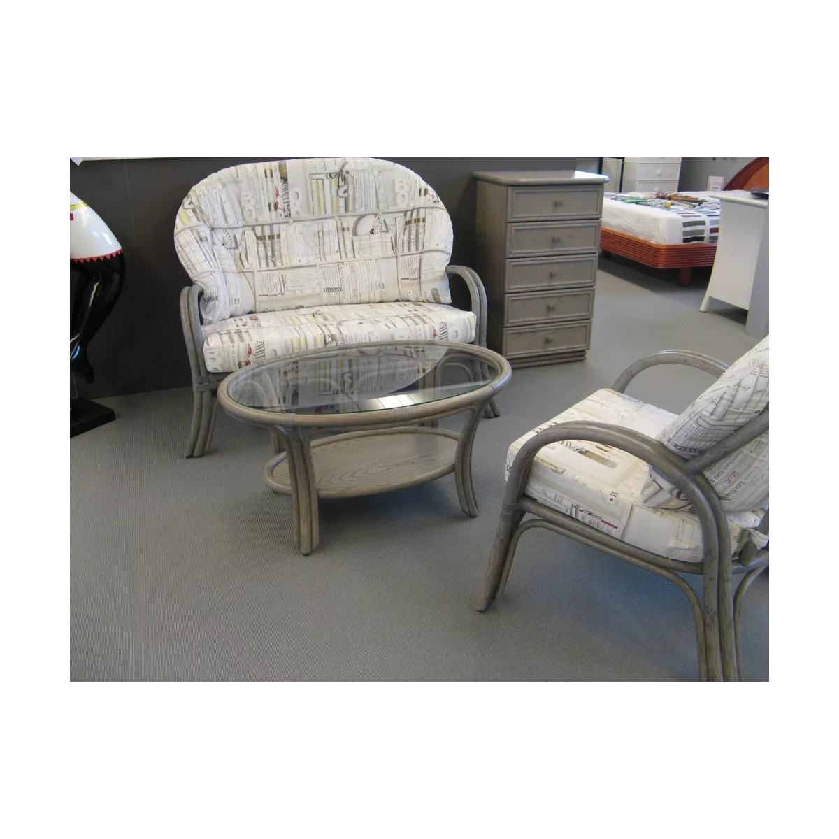 Salon Sydney Gris Canapé 2P + 2 Fauteuils