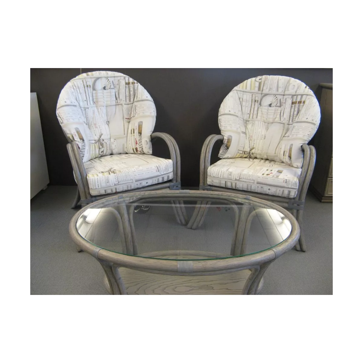 Salon Sydney Gris Canapé 2P + 2 Fauteuils
