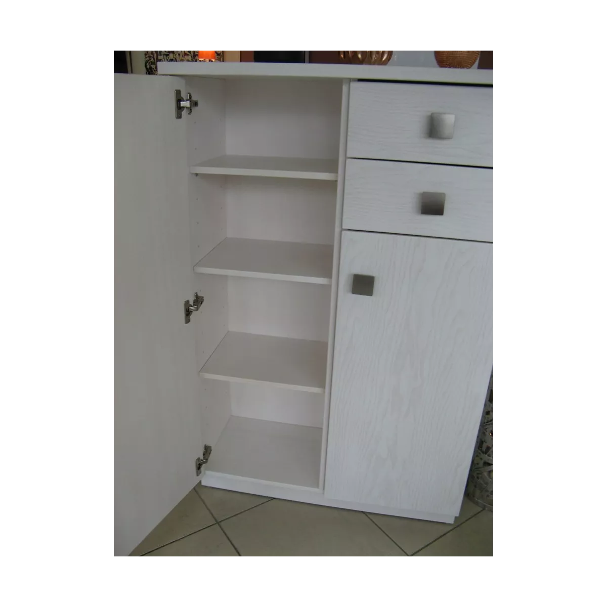 Meuble Paros 85x37 : 2 Portes et 2 Tiroirs Blanc