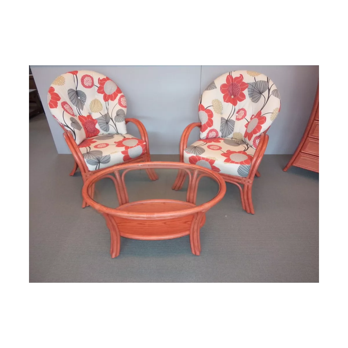 Salon Sydney Rouge Canapé 2P + 2 Fauteuils