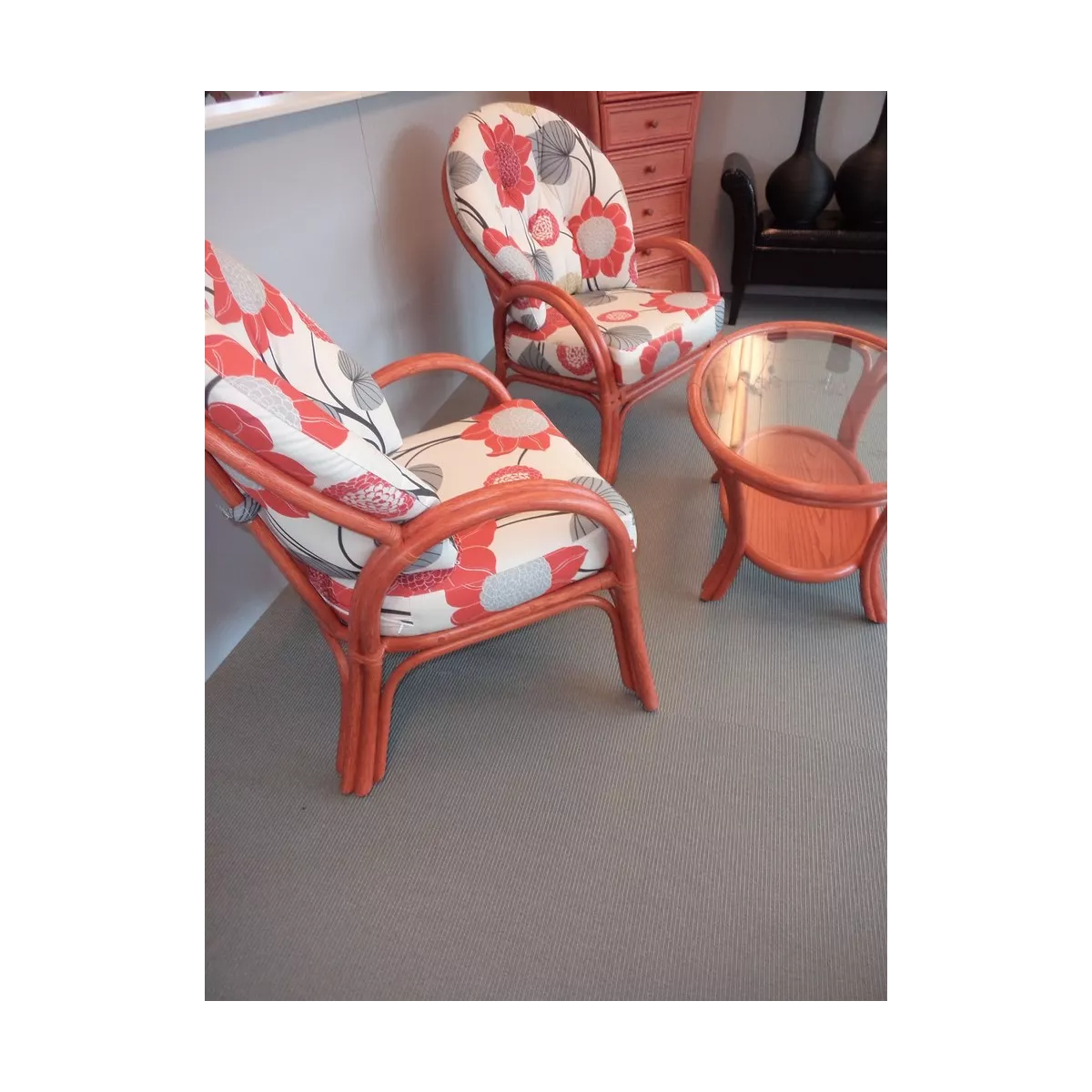 Salon Sydney Rouge Canapé 2P + 2 Fauteuils