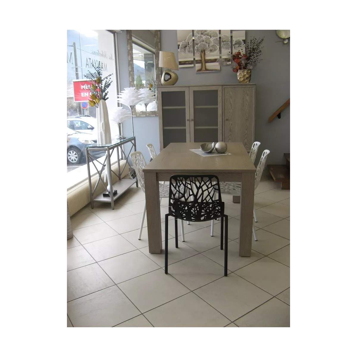 Console Bandar Vitrée Gris