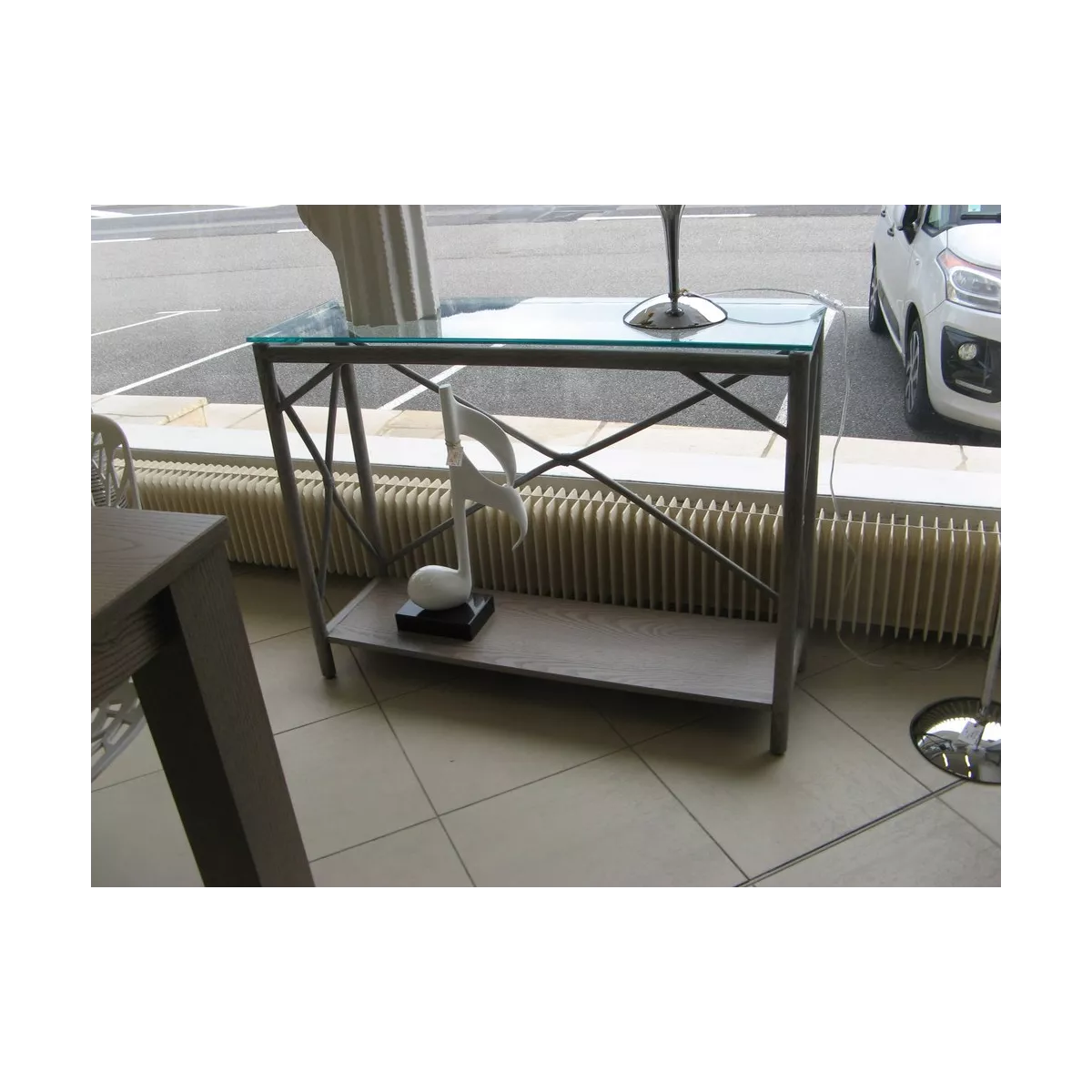 Console Bandar Vitrée Gris