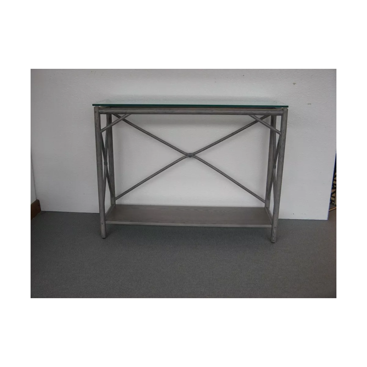 Console Bandar Vitrée Gris