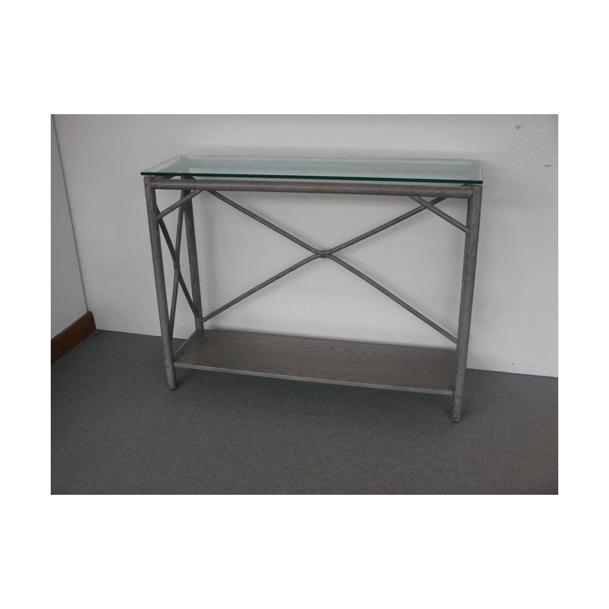Console Bandar Vitrée Gris