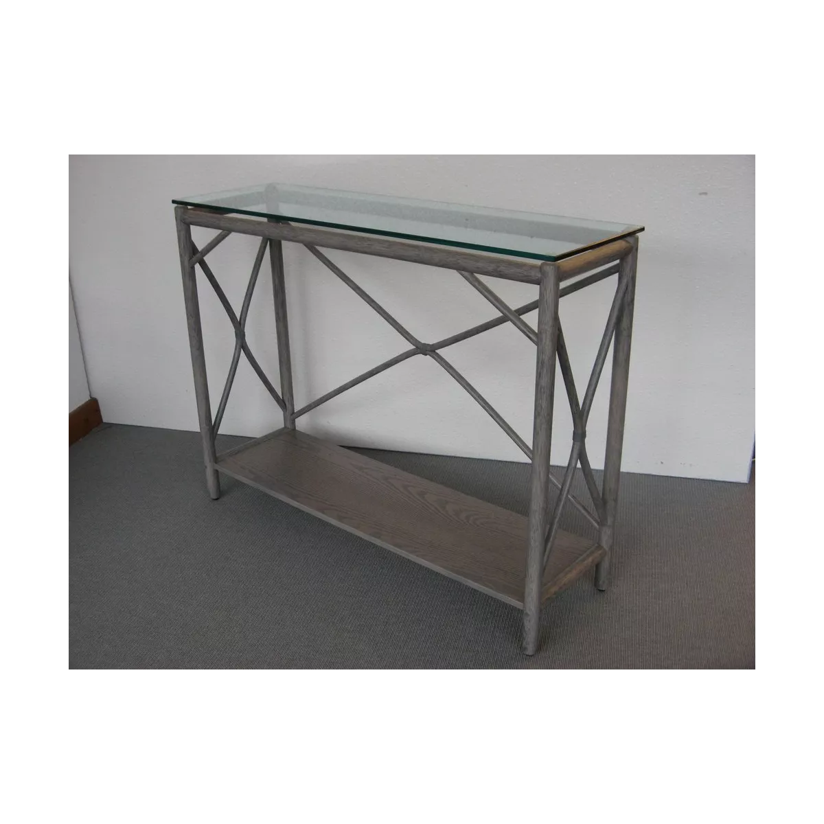 Console Bandar Vitrée Gris