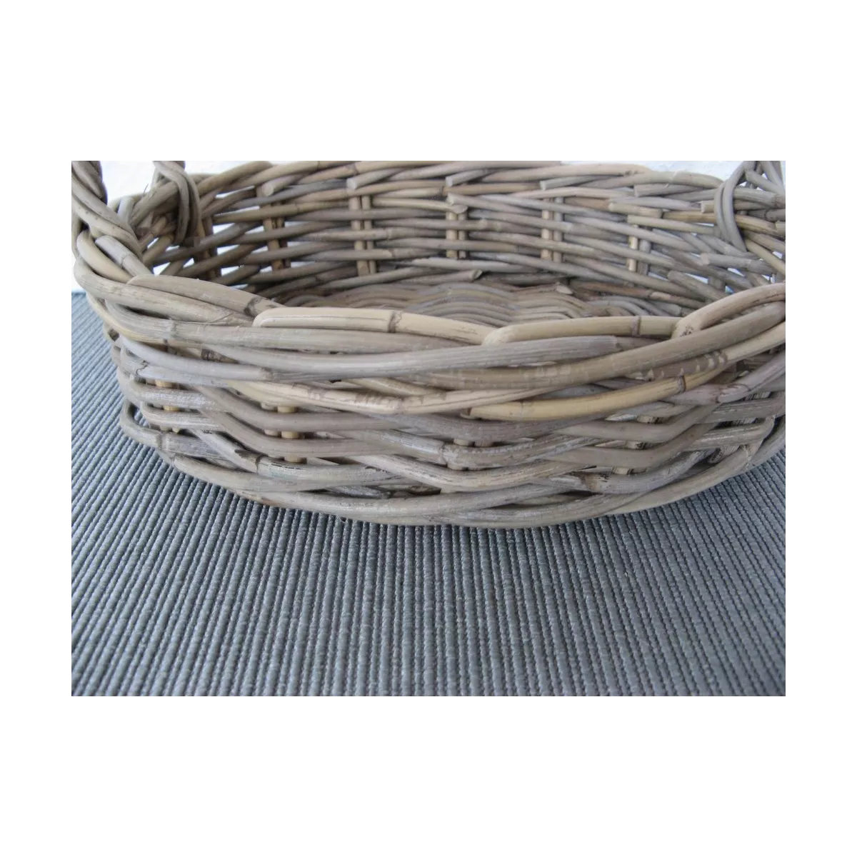 Corbeille Ronde Rotin Gris 28x28