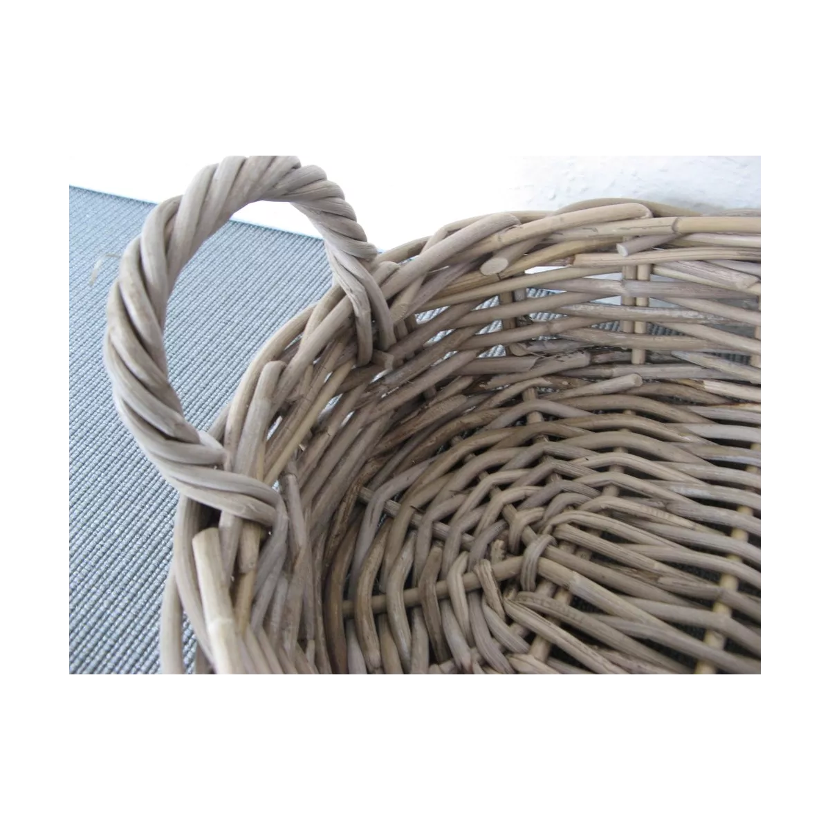 Corbeille Ronde Rotin Gris 28x28