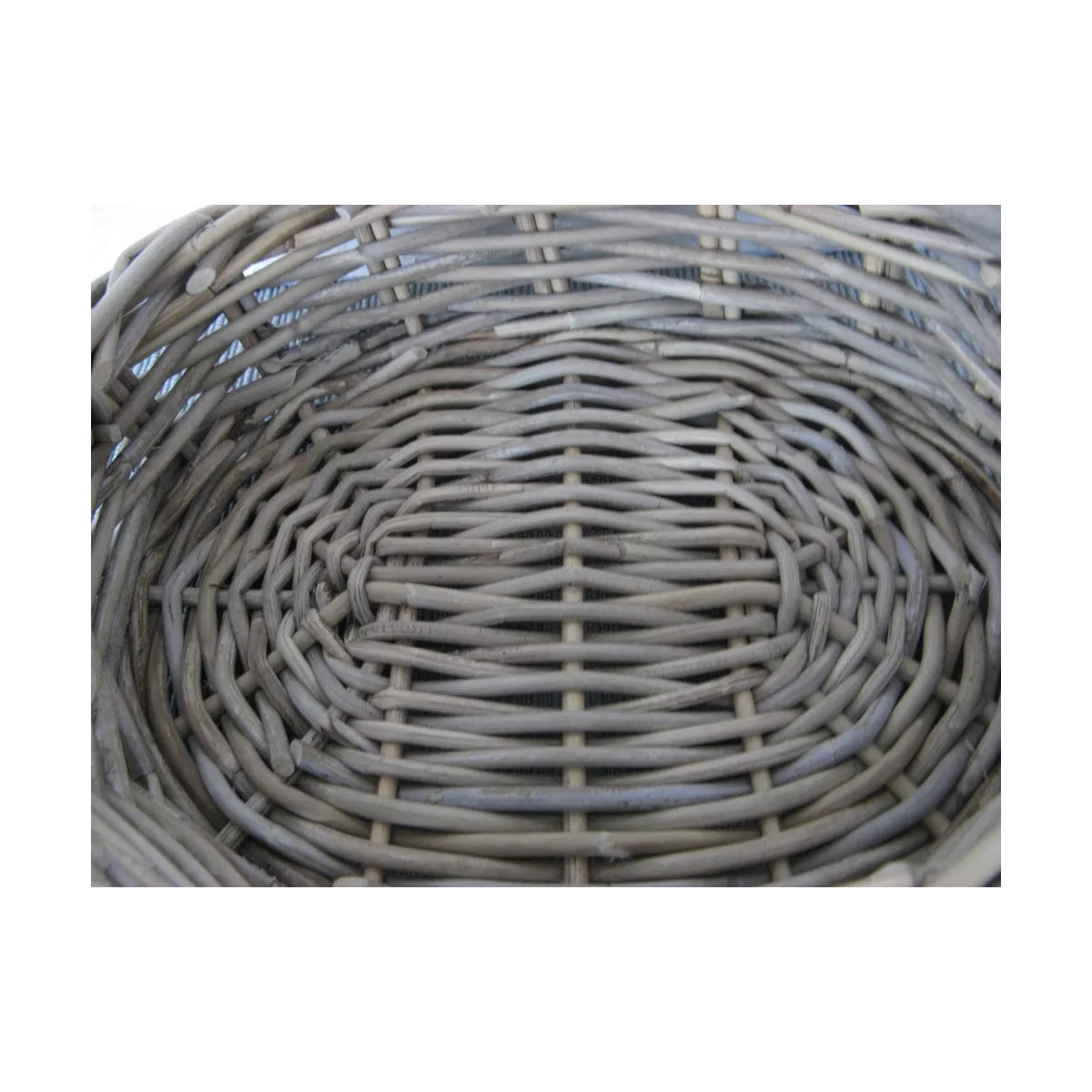 Corbeille Ronde Rotin Gris 28x28