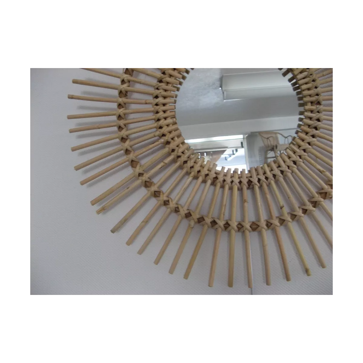 Miroir Planete Rotin Naturel 70x70