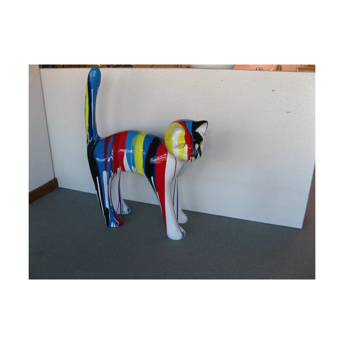 Statue Chat H115 cm XXL  Colorée Outdoor