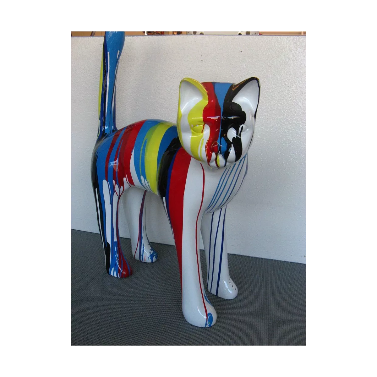 Statue Chat H115 cm XXL  Colorée Outdoor