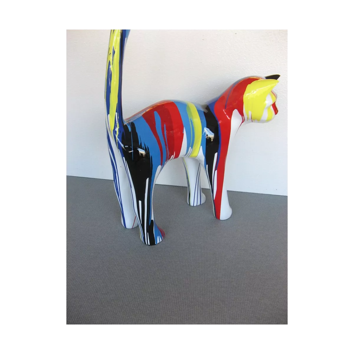 Statue Chat H115 cm XXL  Colorée Outdoor