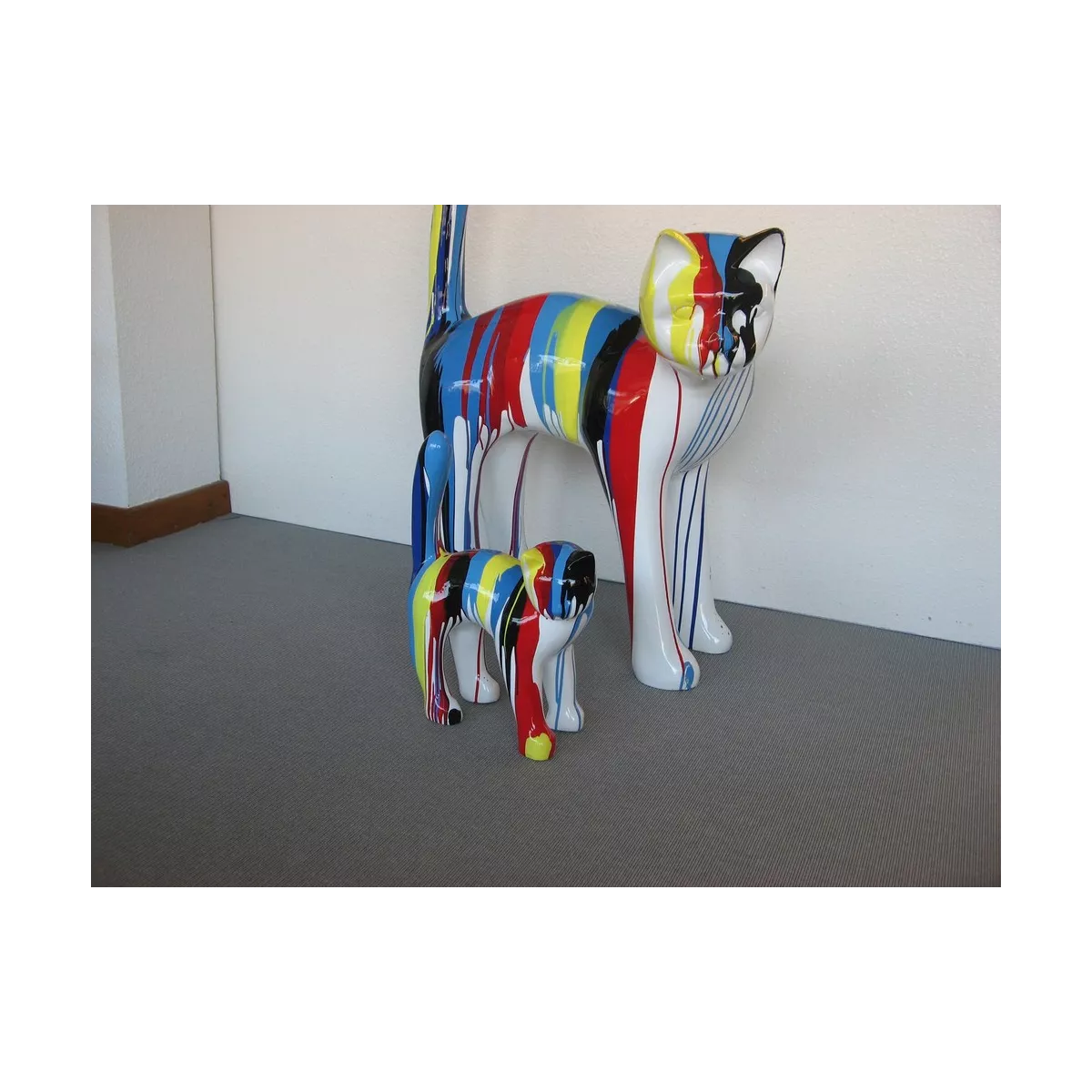 Statue Chat H115 cm XXL  Colorée Outdoor