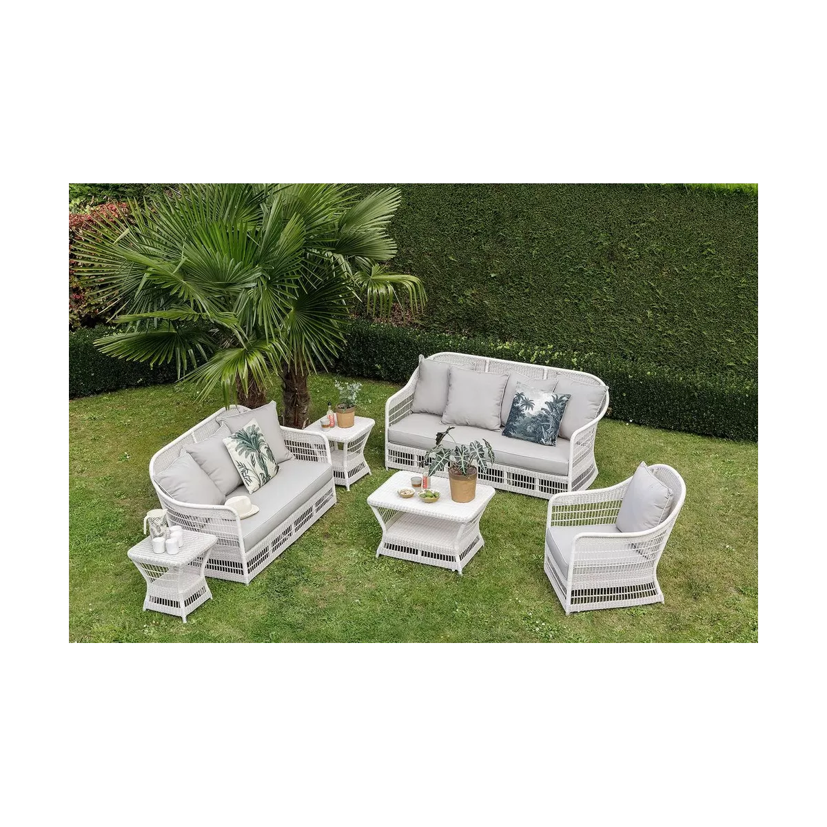 Salon Résine Biarritz Crème : Canapé 3P + 2 fauteuils