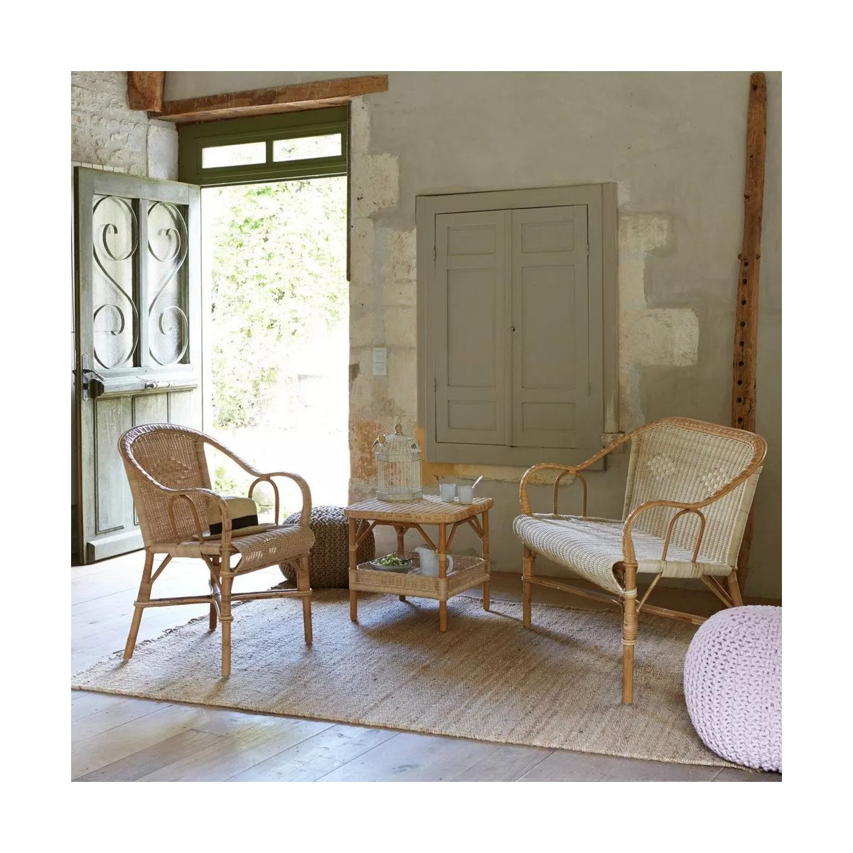 Table Basse Carrée Nantucket Rotin naturel