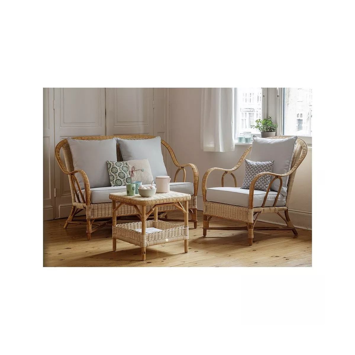 Table Basse Carrée Nantucket Rotin naturel