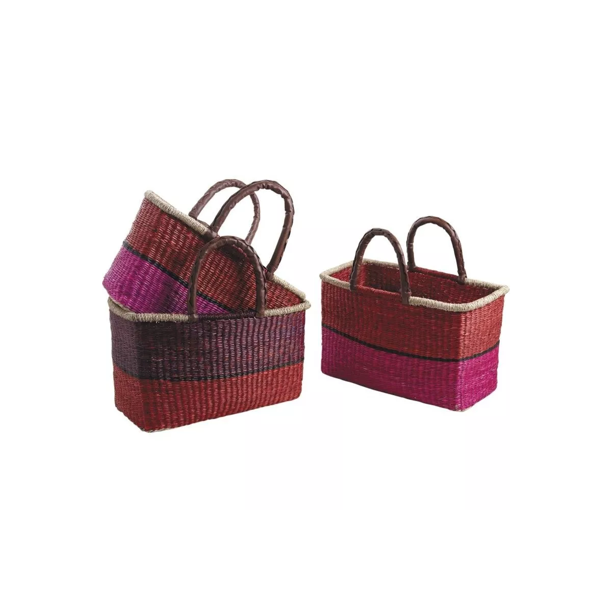 Cabas Jonc Bordeaux et Rouge 43x26