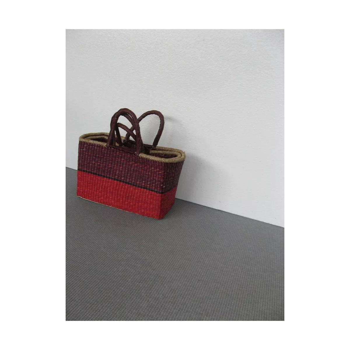 Cabas Jonc Bordeaux et Rouge 43x26