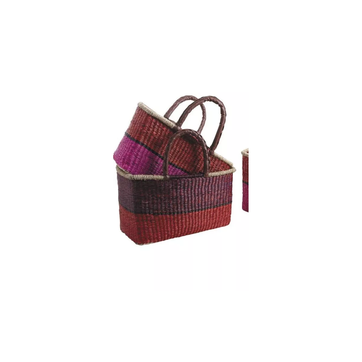 Cabas Jonc Bordeaux et Rouge 43x26