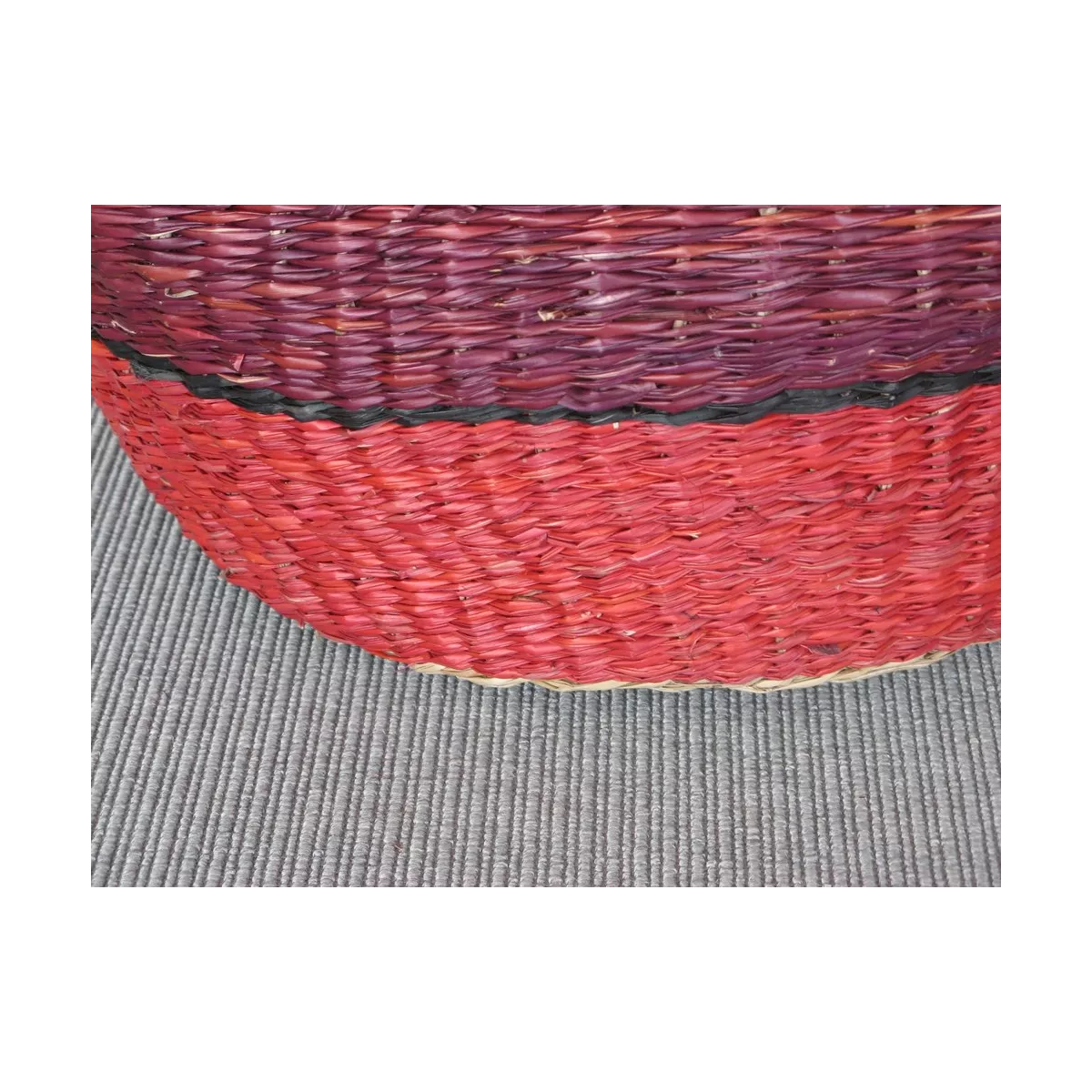 Cabas Jonc rOND Rouge et Rose 39X39