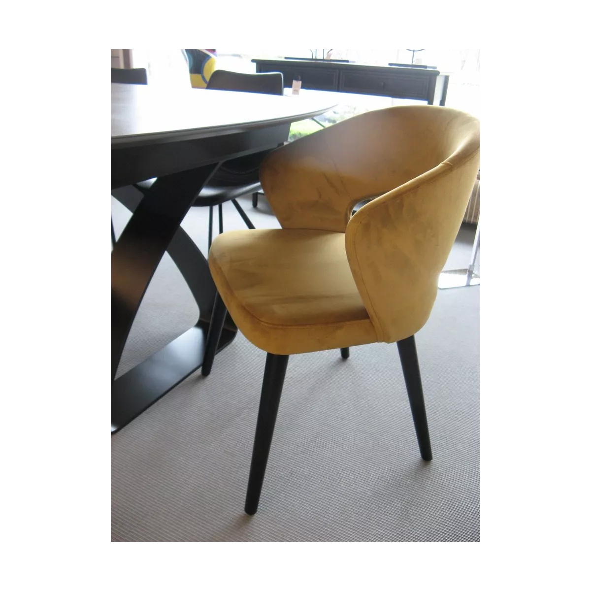 Chaise Fay Velours Moutarde