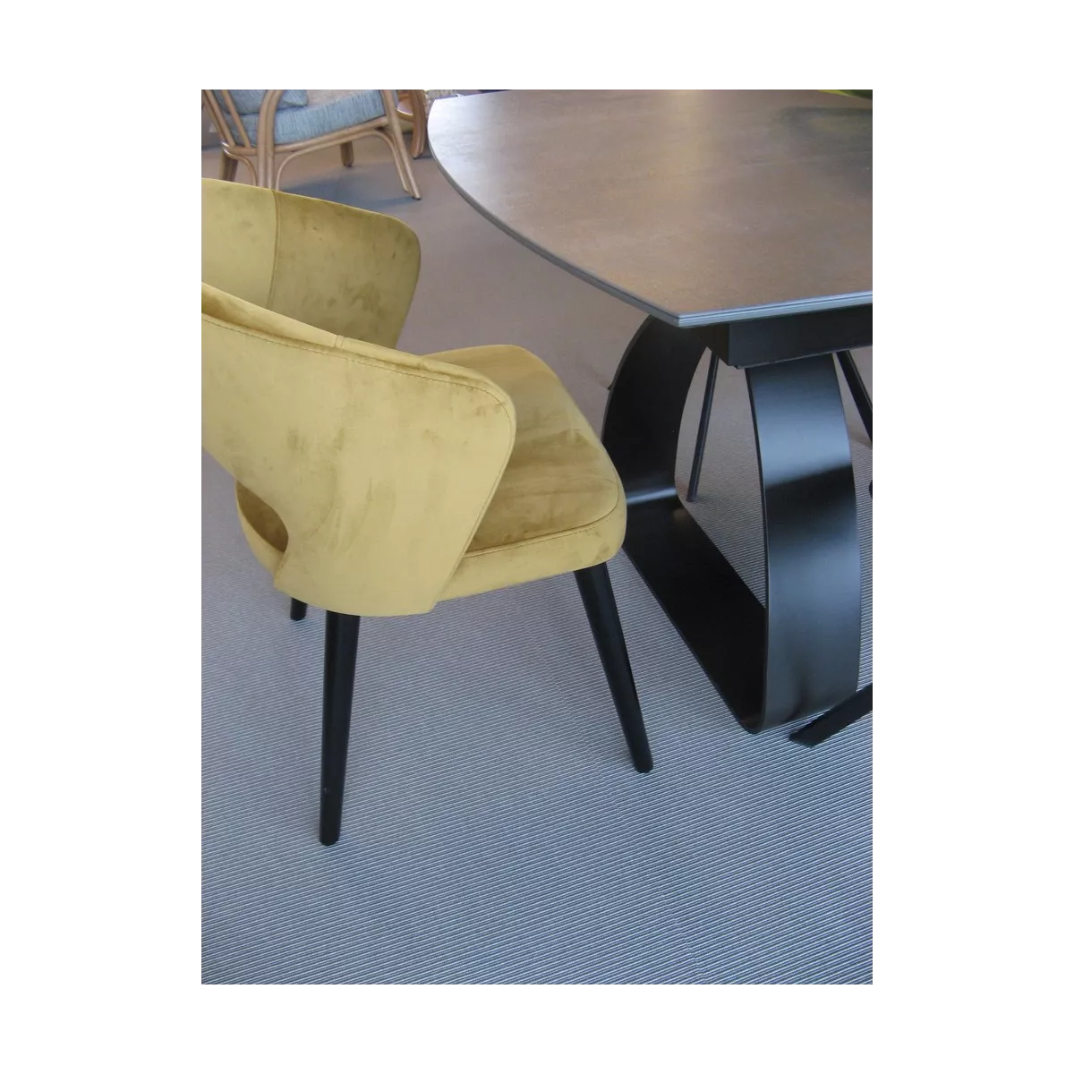 Chaise Fay Velours Moutarde
