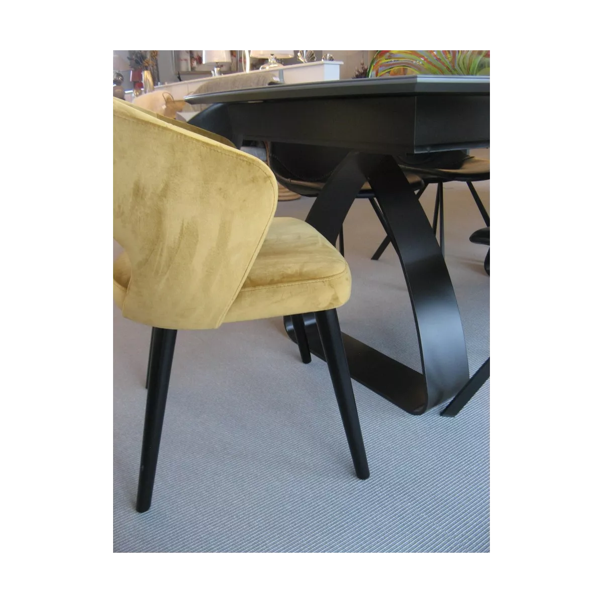 Chaise Fay Velours Moutarde