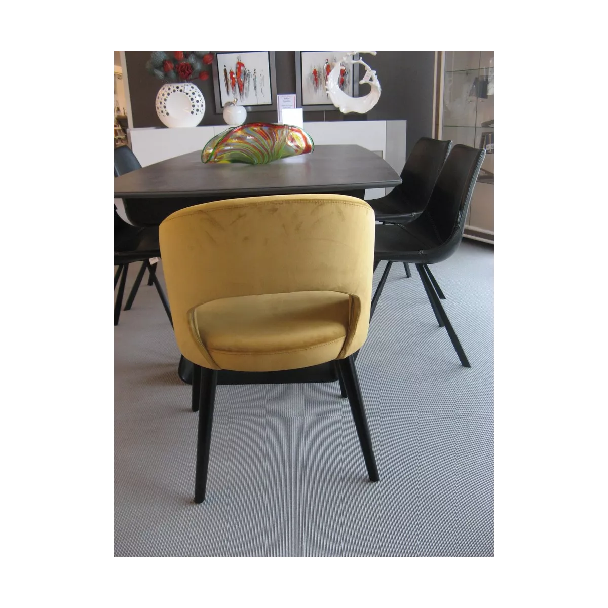 Chaise Fay Velours Moutarde