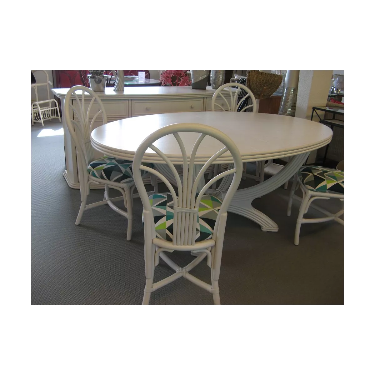 Ensemble Table Nui Ovale + 4 chaises Zante Blanc