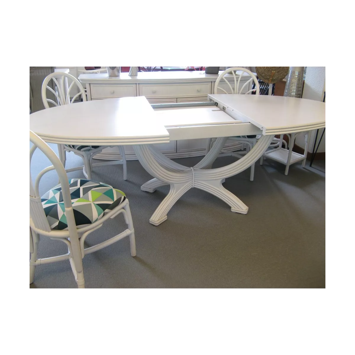 Ensemble Table Nui Ovale + 4 chaises Zante Blanc