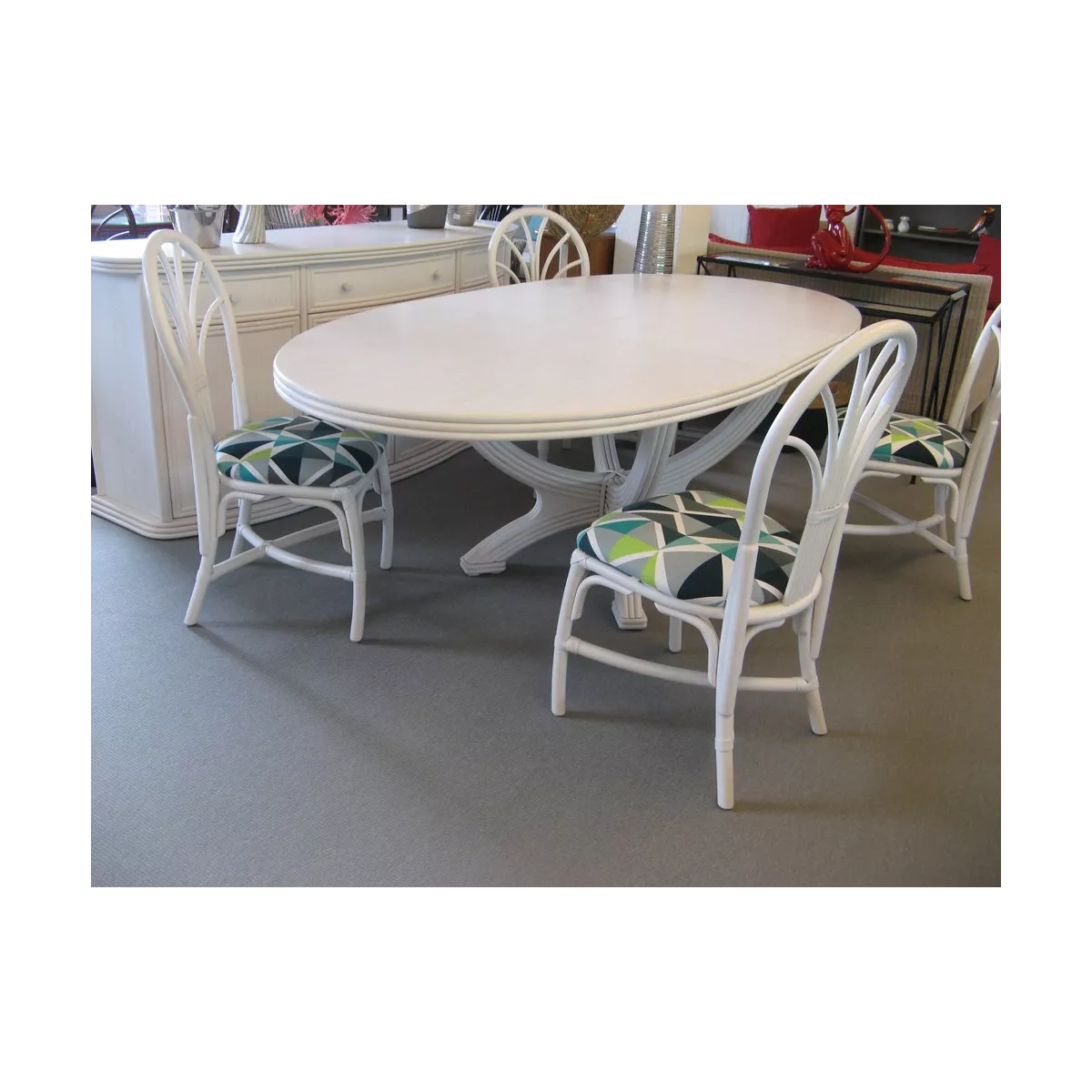Ensemble Table Nui Ovale + 4 chaises Zante Blanc