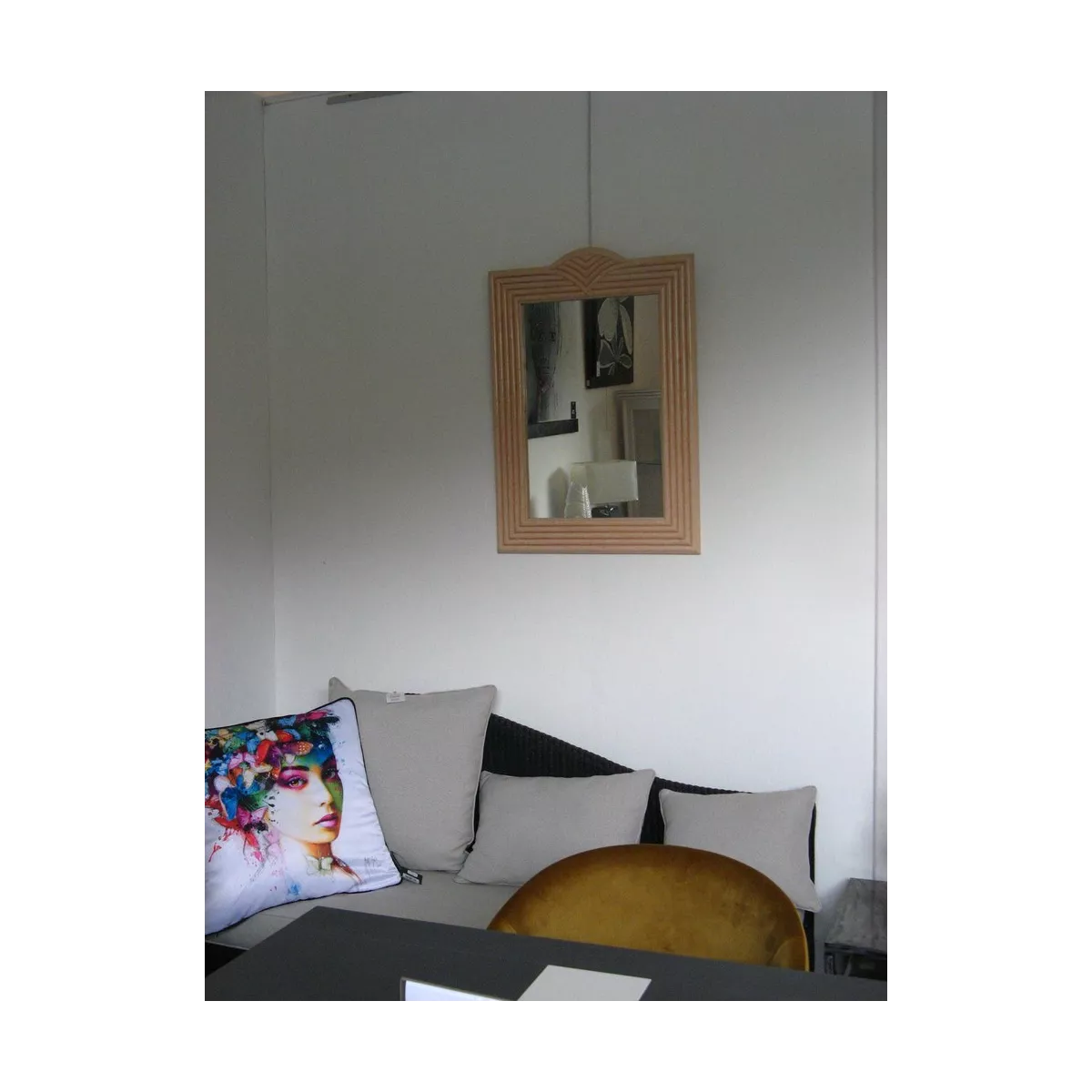 Miroir Rotin Rome 58x82 Saumon