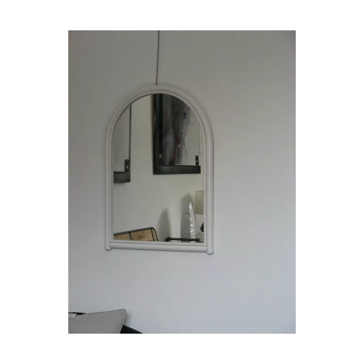 Miroir Rotin Leeds 56x79 Blanc
