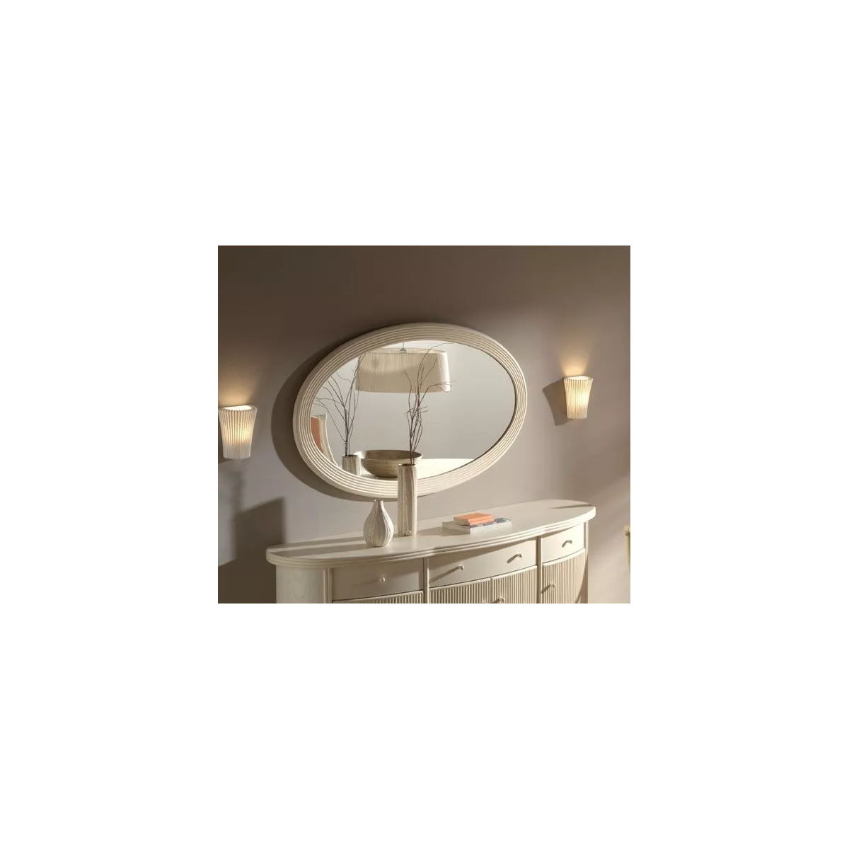 Miroir Rotin Sydney 163x93 Ivoire